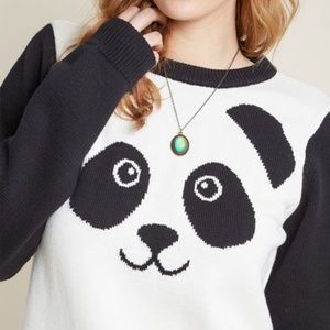 Modcloth Panda Bear Face Knit Sweater L/XL